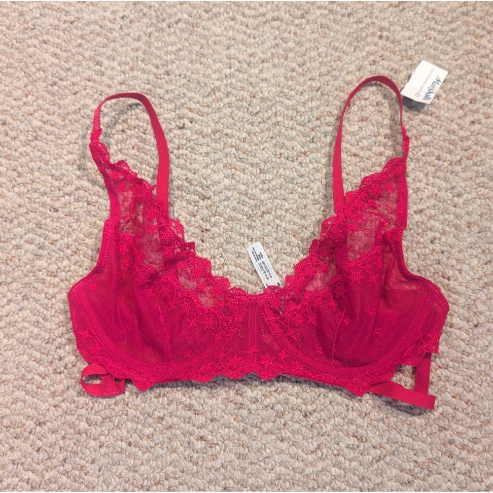 Intimately Free People Lace Underwire Bra Womens 32C Pink Romantic Boho